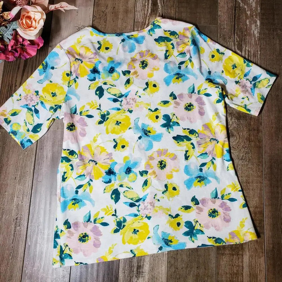Time and Tru Floral Women's T-Shirt Top Size Large 12-14 NWOT - Picture 13 of 15